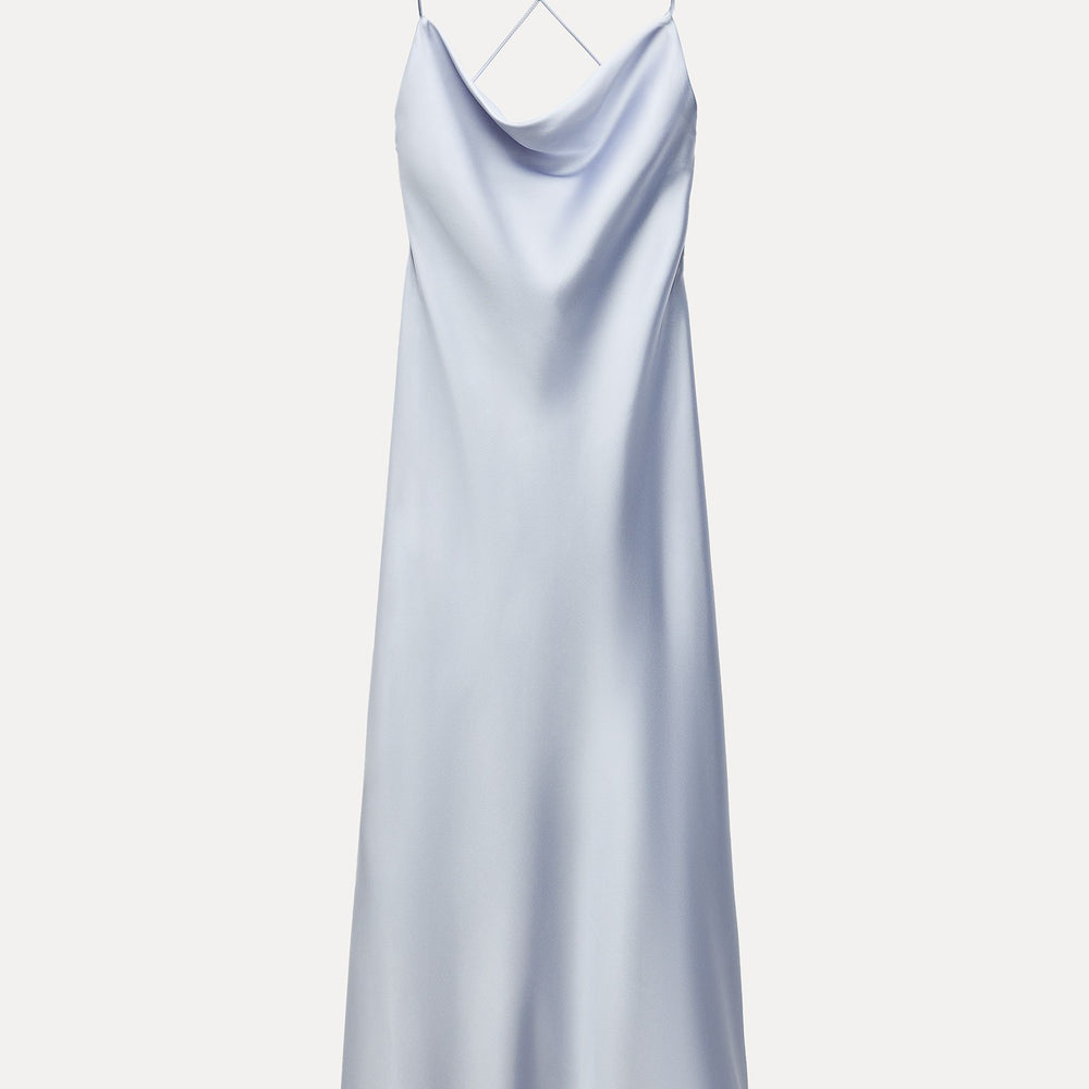 Moudda ZARA - Robe mi-longue satinée bustier, drapée, liens - Tunisie 2