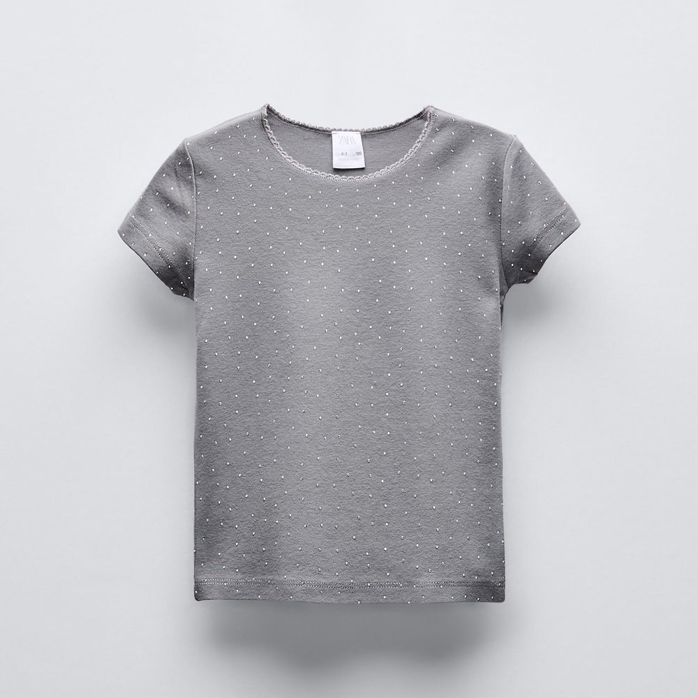 Moudda ZARA - T-shirt imprimé intégral, brillants et dentelle - Tunisie 2