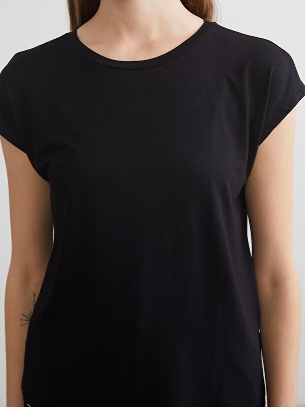 Moudda LC Waikiki - Pyjama tissé manches courtes Femme Beige clair - Tunisie 4