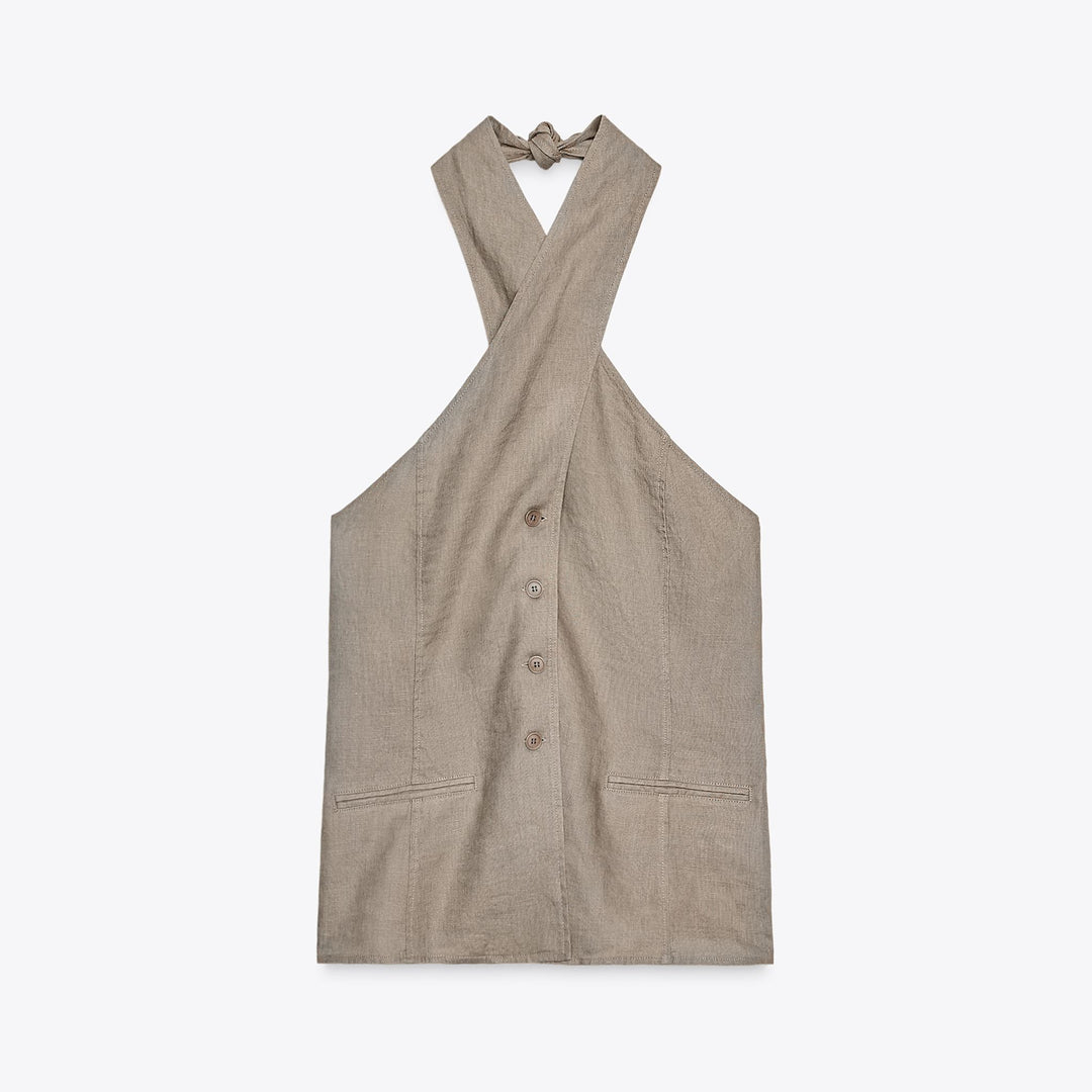 Moudda ZARA - Gilet Halter - 100% Lin - Tunisie 1