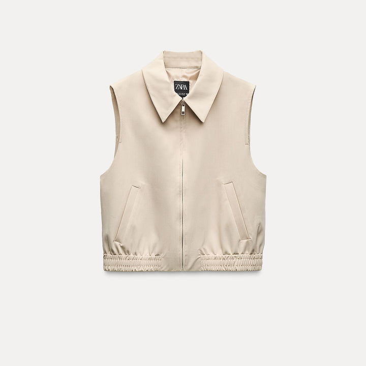 Moudda ZARA - Gilet laine froide col chemise taille élastique coordonné - Tunisie 1