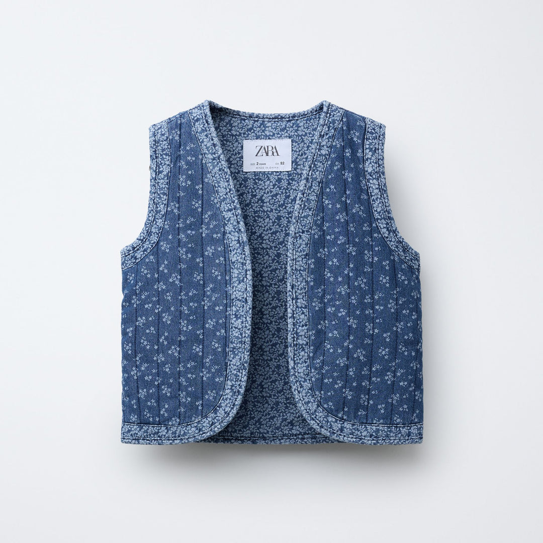 Moudda ZARA - Gilet Denim Enfant - Fleurs Blue Garden - Tunisie 1
