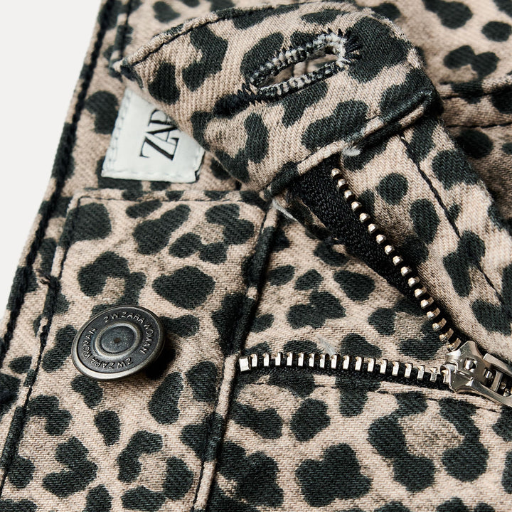 Moudda ZARA - Jean bootcut taille haute court imprimé animalier - Tunisie 4