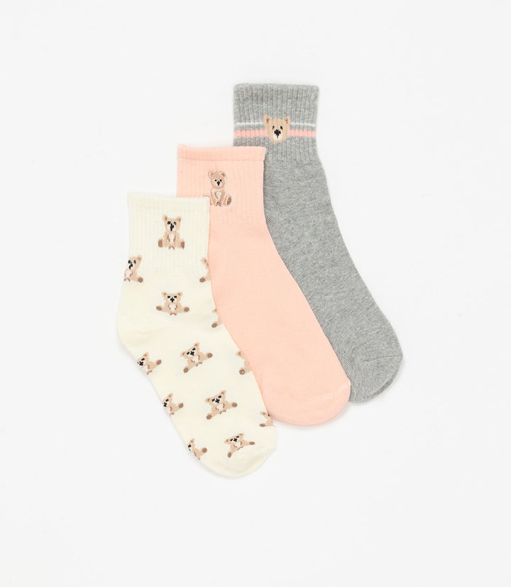 Moudda Lefties - Pack 3 Chaussettes Cheville - Ourson Brodé - Tunisie 1
