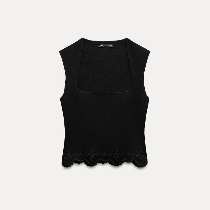 Moudda ZARA - Haut maille extensible, bas brodé, encolure carrée - Tunisie 1