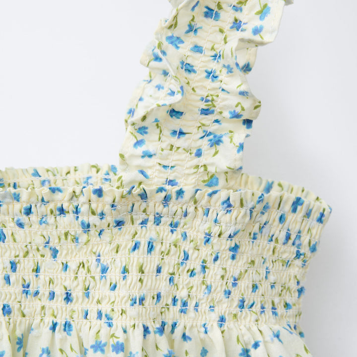 Moudda ZARA - Top Enfant Plumetis - Fleurs Bleues - Tunisie 3