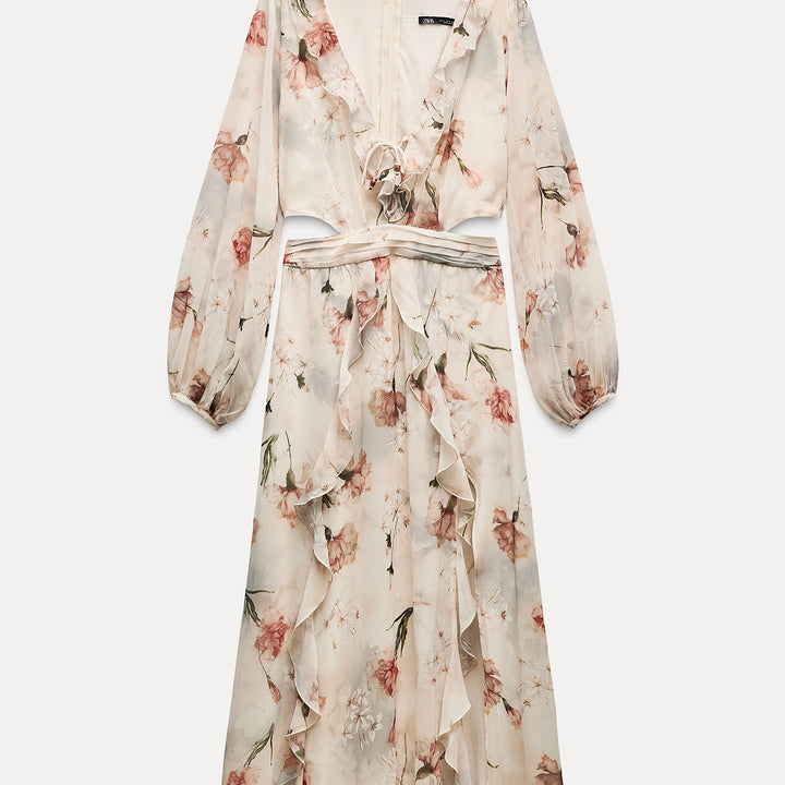 Moudda ZARA - Robe longue volants imprimée florale - Tunisie 1