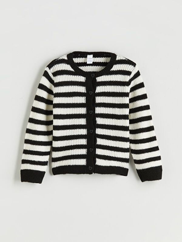 Moudda LC Waikiki - Cardigan en tricot Fille Ecru rayé - Tunisie 1