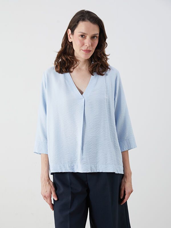 Moudda LC Waikiki - Blouse tissée manches longues Femme Bleu - Tunisie 1