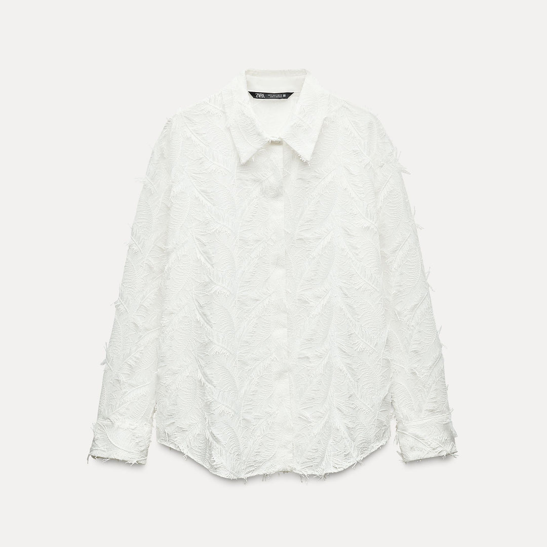 Moudda ZARA - Chemise fleur brodée tons franges manches longues - Tunisie 2