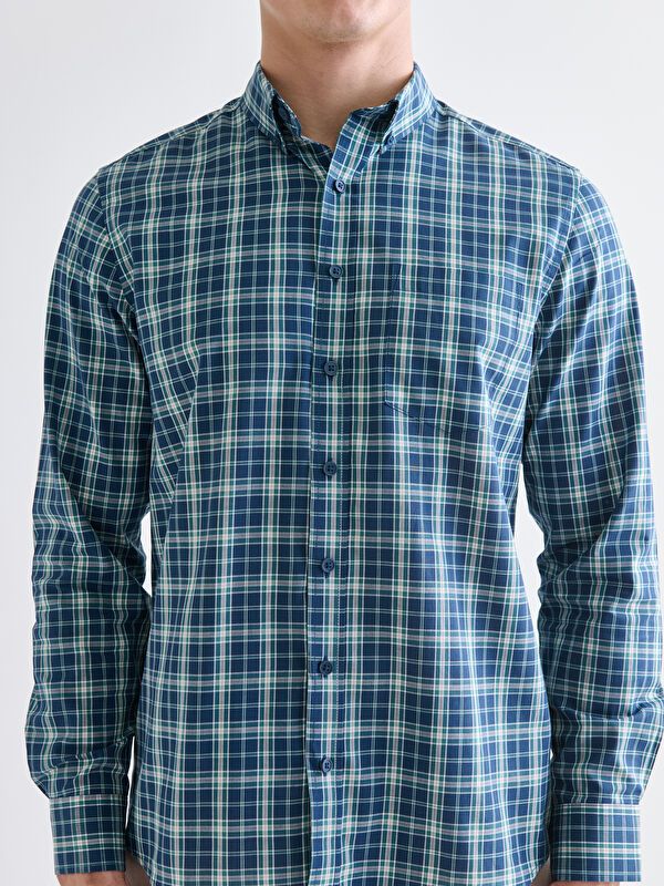 Moudda LC Waikiki - Chemise tissée à carreaux manches longues Homme Carreaux marine - Tunisie 3