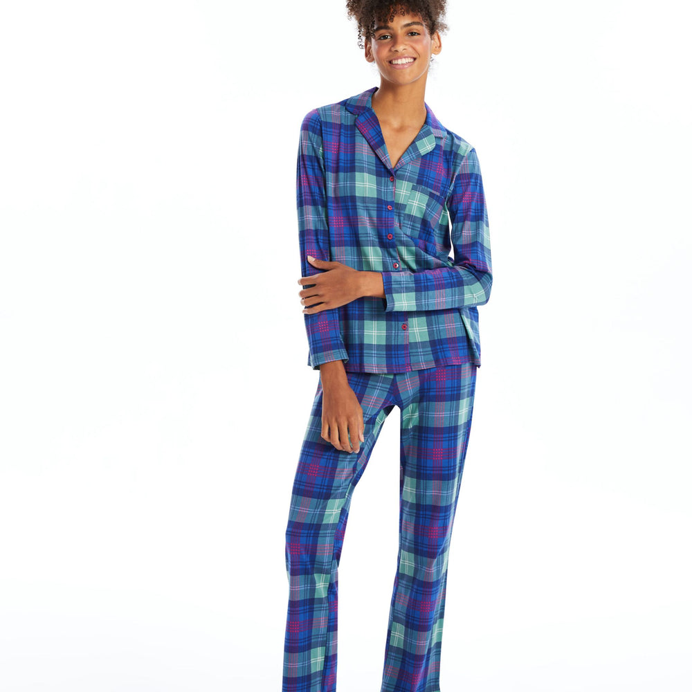 Moudda LC Waikiki - Pyjama manches longues Femme Bleu imprimé moyen - Tunisie 2