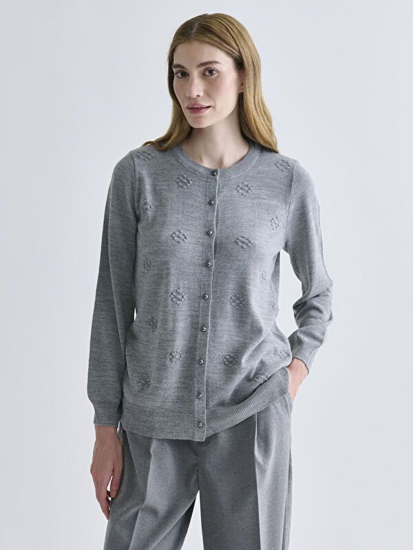 Moudda LC Waikiki - Cardigan tricot moyen Femme Mélange de gris - Tunisie 1