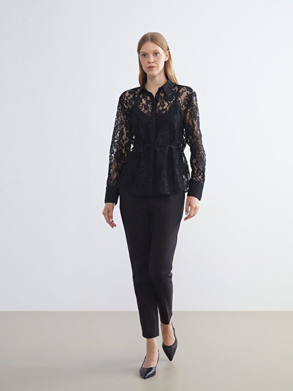 Moudda LC Waikiki - Chemise tissée manches longues Femme Noir - Tunisie 2