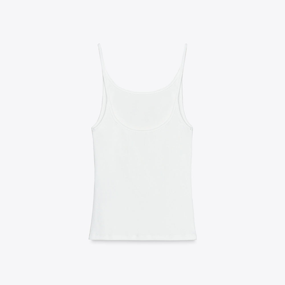 Moudda ZARA - T-Shirt - Rayures, Bretelles & Pipping Contrasté (Blanc) - Tunisie 2
