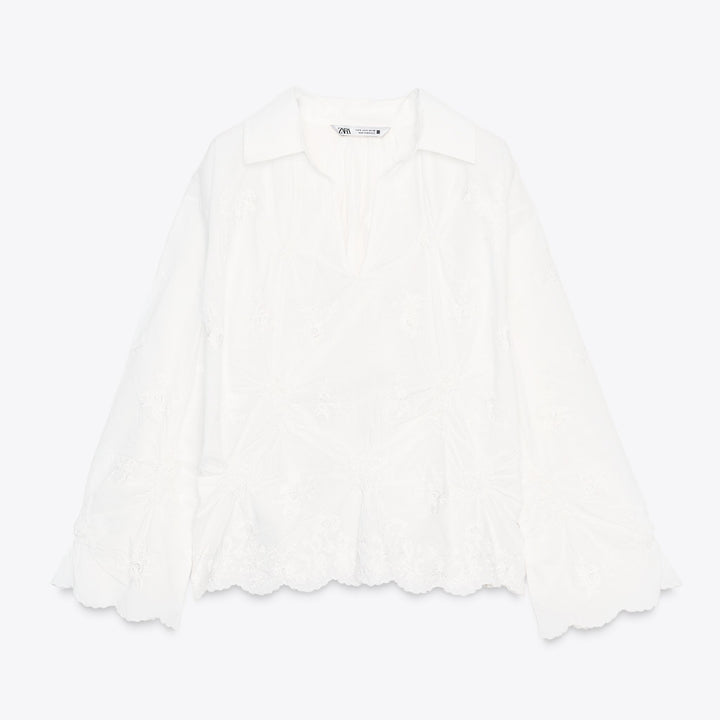 Moudda ZARA - Blouse - Col Polo, Fronces & Broderie - Tunisie 1