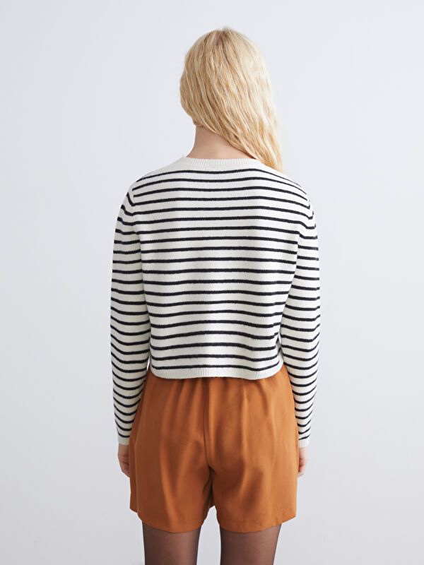 Moudda LC Waikiki - Cardigan en tricot Femme Rayures noires - Tunisie 4