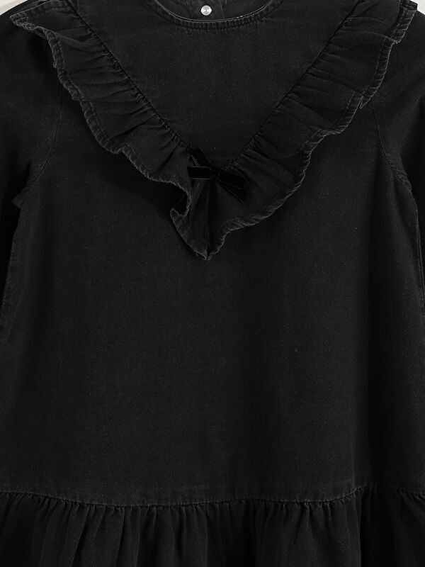 Moudda LC Waikiki - Robe tissée manches longues denim Fille Rodéo noir - Tunisie 4