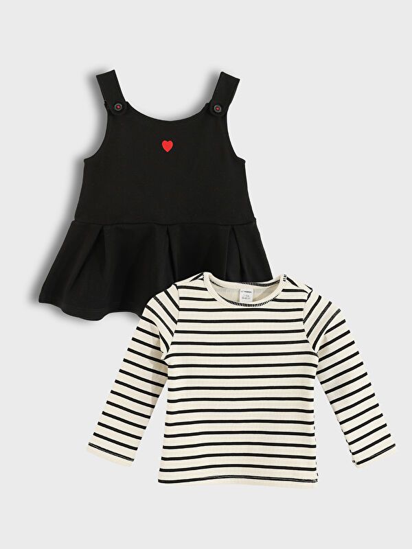 Moudda LC Waikiki - Robe en jersey manches longues Fille Noir - Tunisie 1