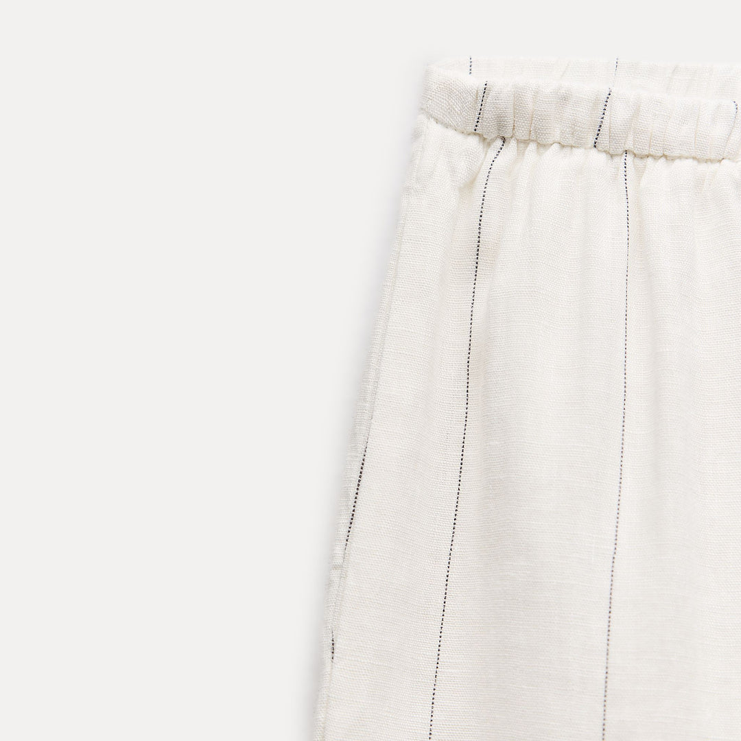 Moudda ZARA - Pantalon en Lin Délavé à Larges Rayures - Tunisie 3