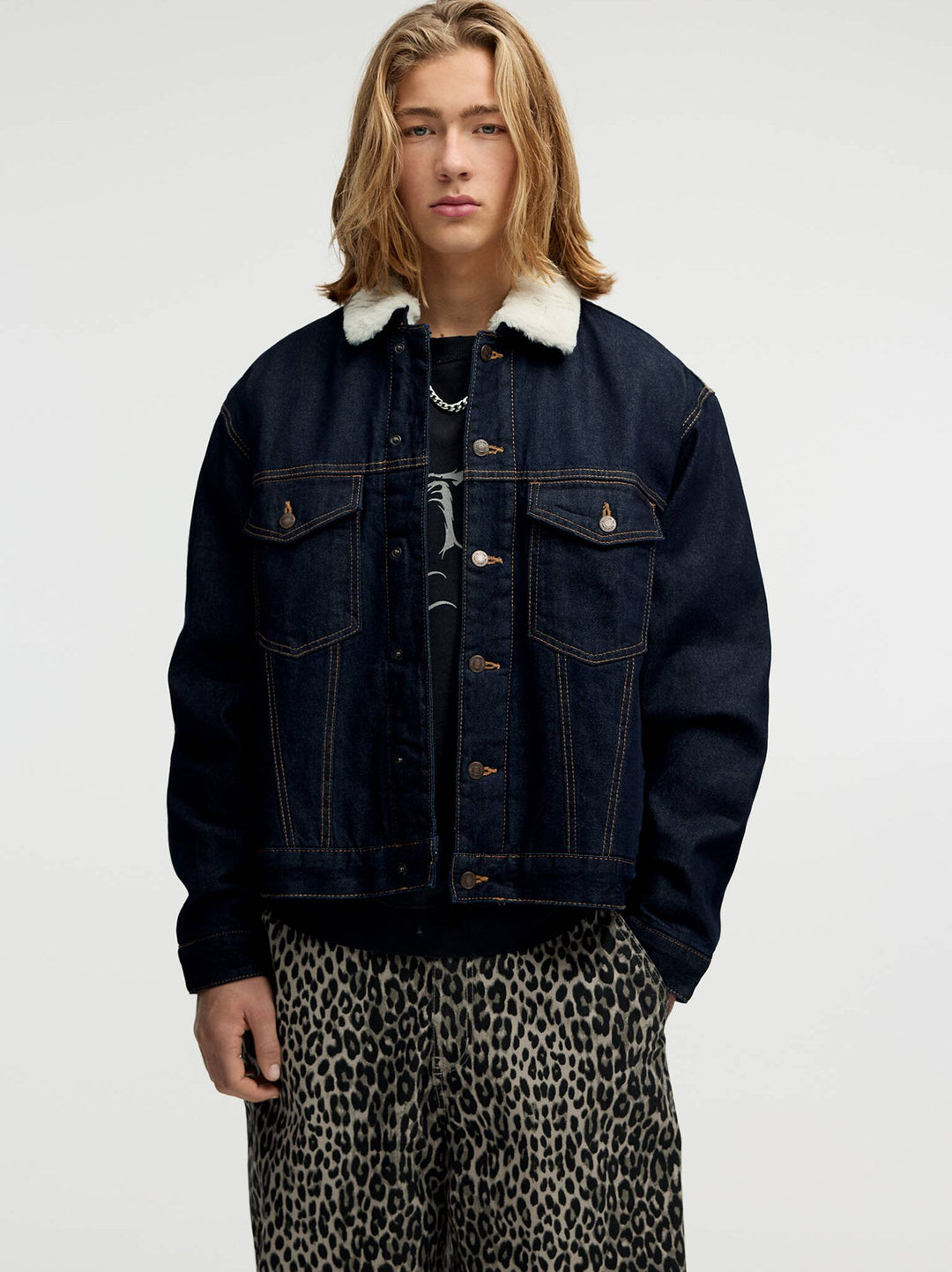 Moudda PULL & BEAR - Veste Denim Teddy Indigo Rinse - Tunisie 6