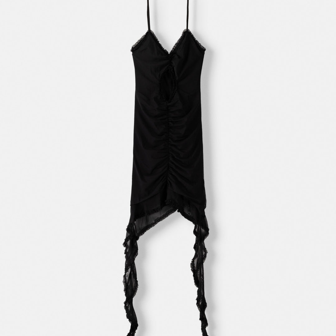 Moudda BERSHKA - Robe courte bretelles en tulle, volants latéraux - Tunisie 1