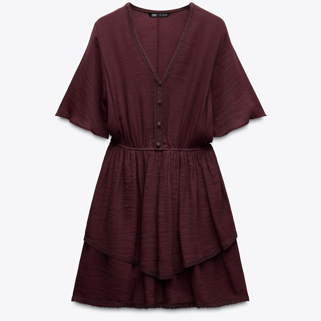 Moudda ZARA - Robe Mini Viscose - Taille Élastique & Dentelle - Tunisie 1