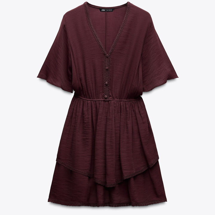Moudda ZARA - Robe Mini Viscose - Taille Élastique & Dentelle - Tunisie 1