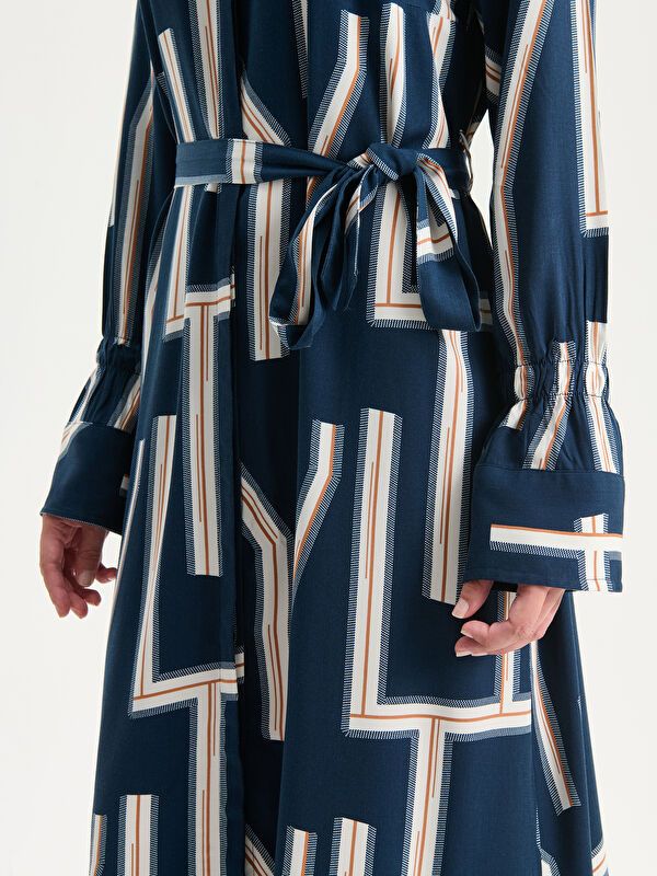 Moudda LC Waikiki - Robe tissée manches longues Femme Imprimé marine - Tunisie 3