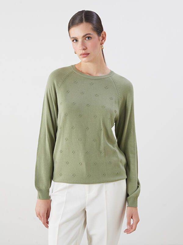 Moudda LC Waikiki - Pull tricot moyen Femme Vert pâle - Tunisie 1