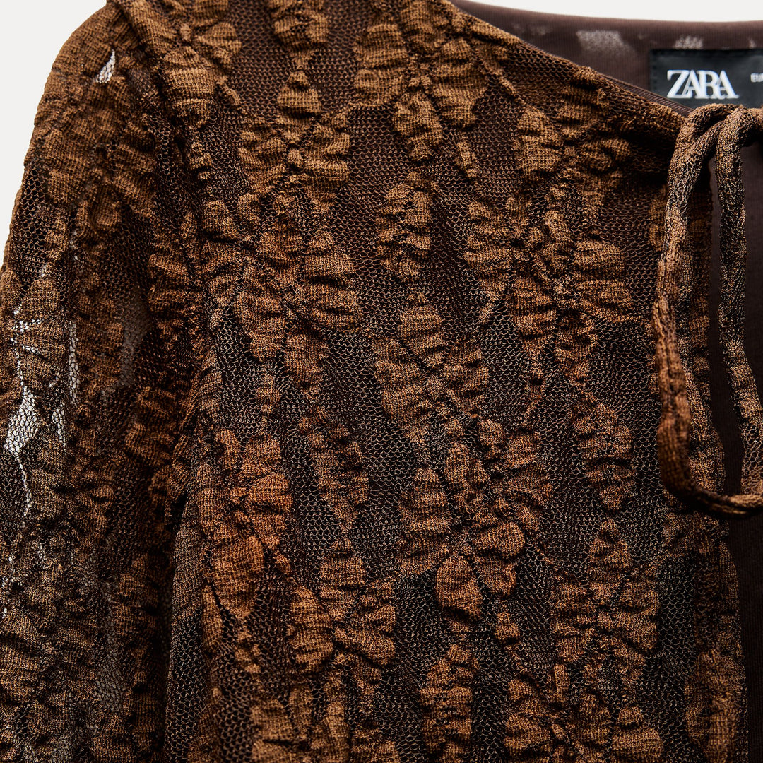 Moudda ZARA - Robe longue dentelle manches longues, décolleté goutte - Tunisie 3
