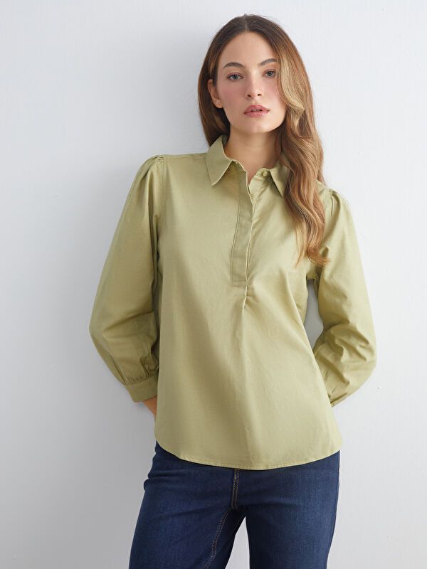 Moudda LC Waikiki - Blouse tissée manches longues Femme Kaki - Tunisie 1