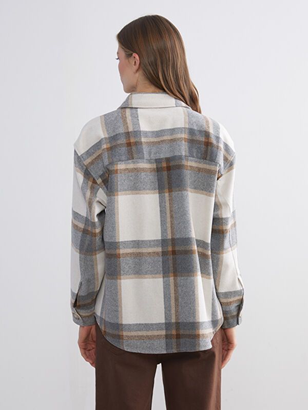 Moudda LC Waikiki - Chemise tissée maternité manches longues Femme A carreaux bruns - Tunisie 4