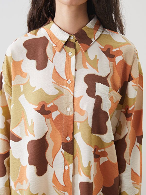 Moudda LC Waikiki - Tunique tissée manches longues Femme Kaki imprimé - Tunisie 3