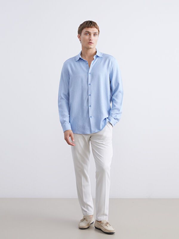 Moudda LC Waikiki - Chemise tissée manches longues Homme Bleu - Tunisie 2