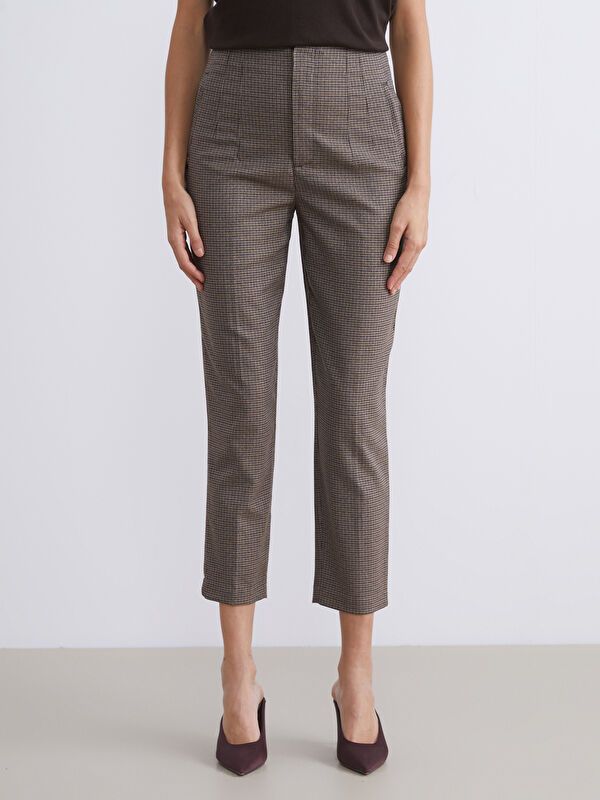 Moudda LC Waikiki - Pantalon tissé moyen Femme À carreaux bruns - Tunisie 2