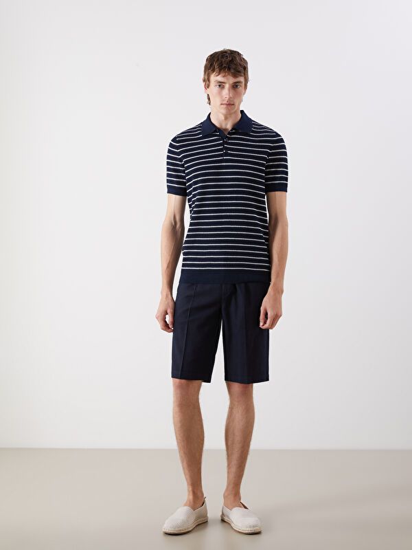 Moudda LC Waikiki - Pull tricot manches courtes Homme Rayures marine - Tunisie 2