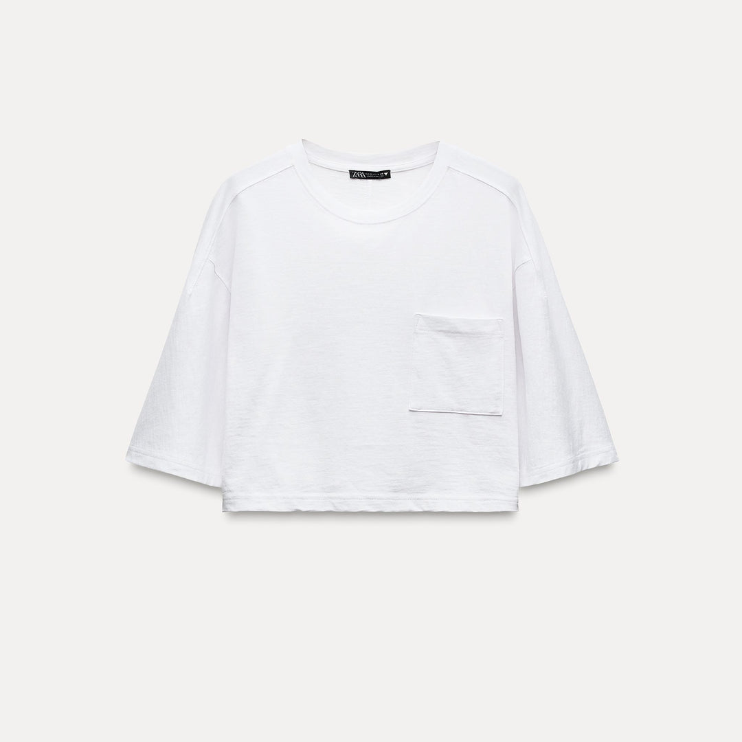 Moudda ZARA - T-shirt boxy en flammé, poche - Tunisie 2