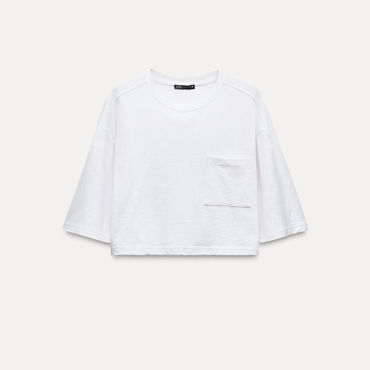 Moudda ZARA - T-shirt boxy en flammé, poche - Tunisie 2