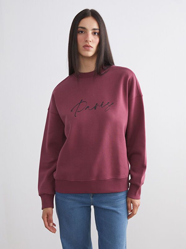 Moudda LC Waikiki - Sweatshirt jersey imprimé Femme Bordeaux - Tunisie 1