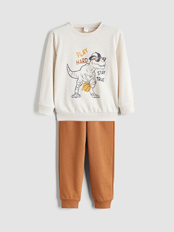 Moudda LC Waikiki - Ensemble en jersey manches courtes Garçon Blanc cassé mélange - Tunisie 1