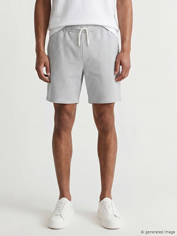 Moudda LC Waikiki - Short / Bermuda en jersey pour Homme couleur Bleu marine rayé - Tunisie 2