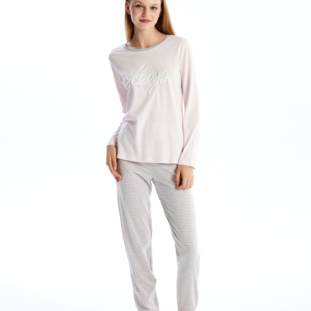 Moudda LC Waikiki - Pyjama en jersey manches longues Femme Mélange rayé - Tunisie 2