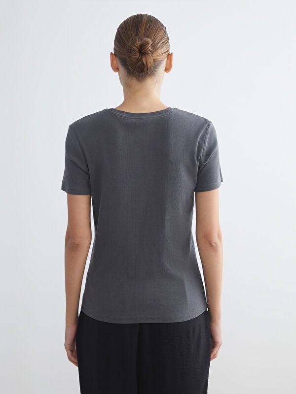 Moudda LC Waikiki - Body jersey manches courtes Femme Gris foncé - Tunisie 4