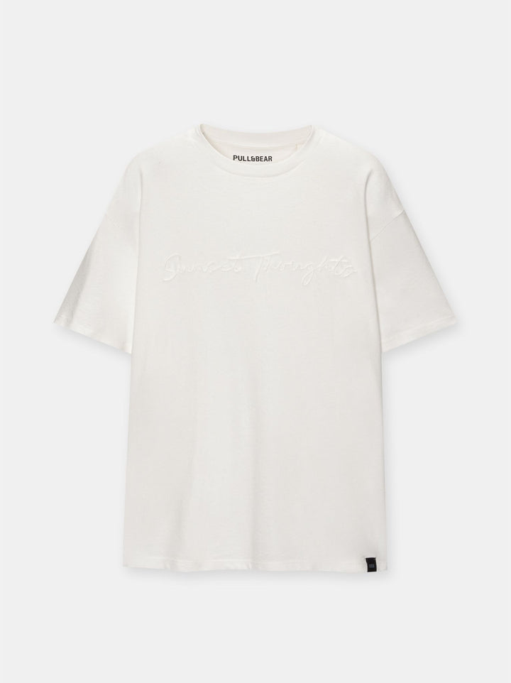 Moudda PULL & BEAR - T-Shirt Demi-Manches Corde Brodée Frase Poitrine - Tunisie 1