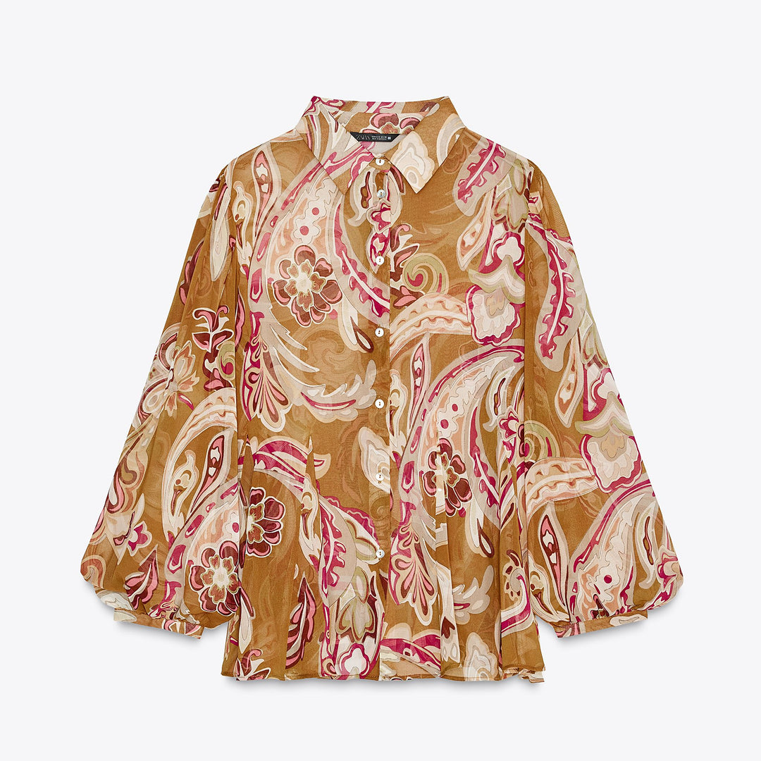 Moudda ZARA - Chemise Crêpe - Imprimé Cachemire Rétro & Plis - Tunisie 1