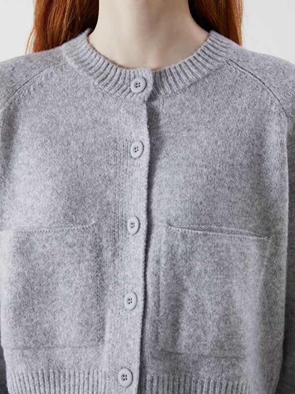 Moudda LC Waikiki - Cardigan en tricot Femme Mélange gris clair - Tunisie 3