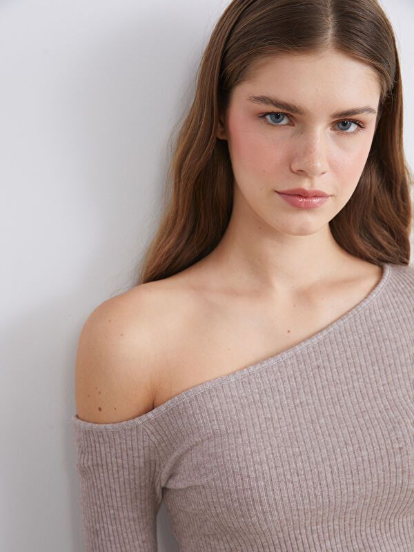 Moudda LC Waikiki - Body en jersey manches longues Femme Mélange beige - Tunisie 3