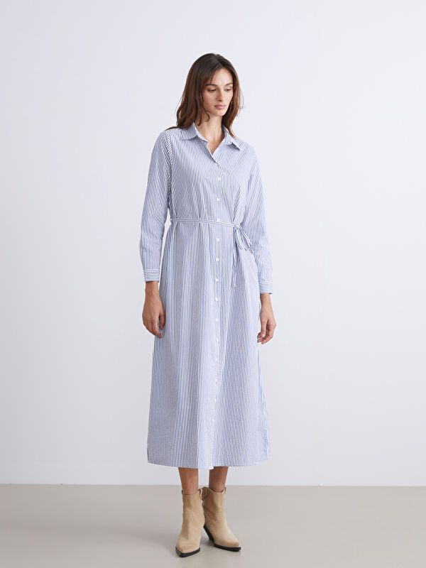 Moudda LC Waikiki - Robe tissée manches longues Femme Rayures bleues - Tunisie 1