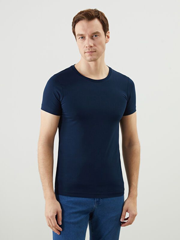 Moudda LC Waikiki - Débardeur sous-vêtement jersey manches courtes Homme Bleu marine - Tunisie 1